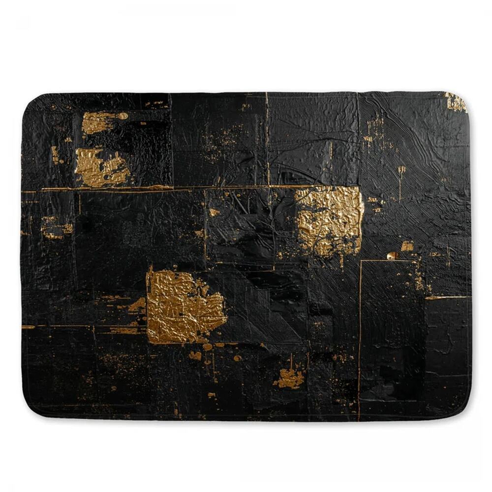 Black Gold Abstract Bath Mat